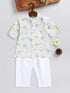 Sishu Boy's White Printed Cotton Kurta Pyjama Set