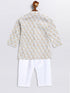 Sishu Boy's Beige Panda Printed Cotton Kurta Pyjama Set