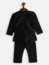 Boy's Black Silk Blend Kurta Pyjama Set