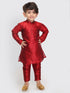 Sishu Boy's Maroon Silk Blend Kurta Pyjama Set