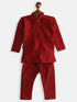 Sishu Boy's Maroon Silk Blend Kurta Pyjama Set
