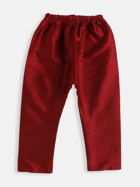 Sishu Boy's Maroon Silk Blend Kurta Pyjama Set