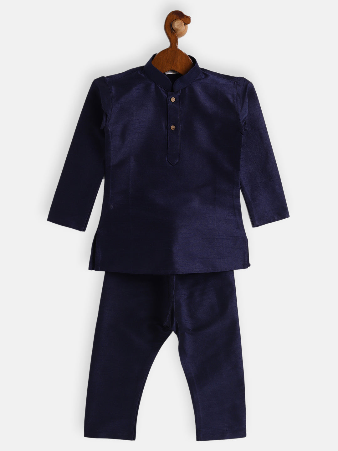 Sishu Boy's Navy Blue Silk Blend Kurta Pyjama Set