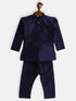 Sishu Boy's Navy Blue Silk Blend Kurta Pyjama Set