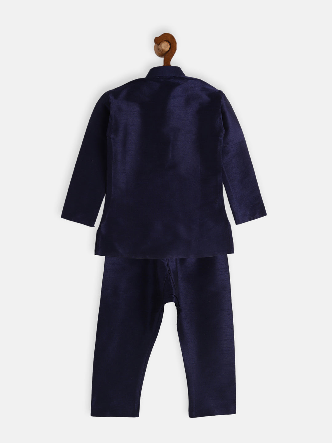 Sishu Boy's Navy Blue Silk Blend Kurta Pyjama Set