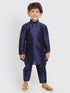 Sishu Boy's Navy Blue Silk Blend Kurta Pyjama Set