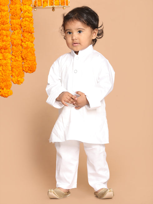 Sishu Boy's White Kurta With Pyjama Set