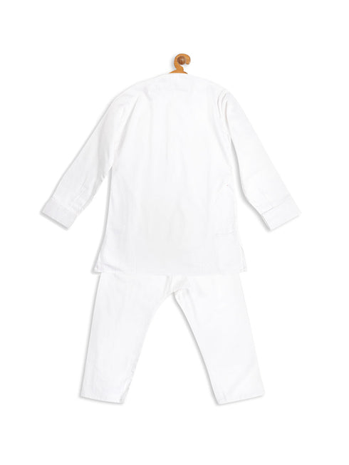 Sishu Boy's White Kurta With Pyjama Set