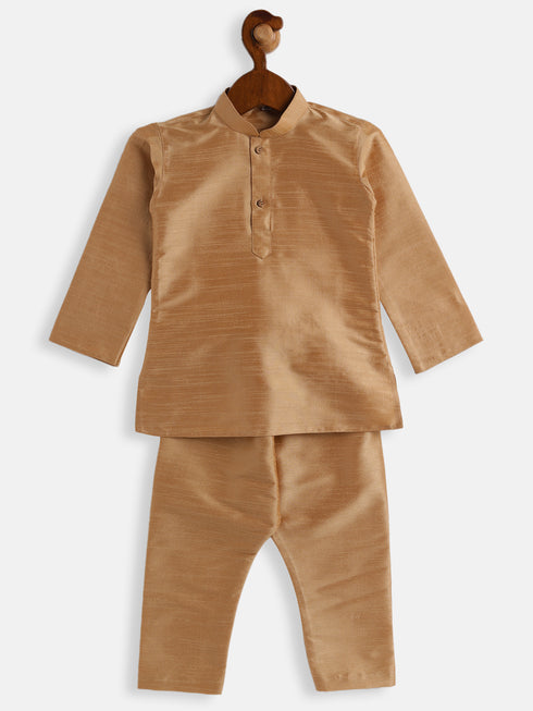 Sishu Boy's Rose Gold Silk Blend Kurta Pyjama Set