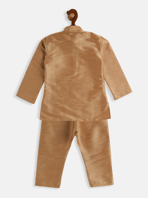 Sishu Boy's Rose Gold Silk Blend Kurta Pyjama Set