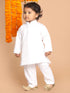 Sishu Boy's White Pure Cotton Kurta With Pyjama Set