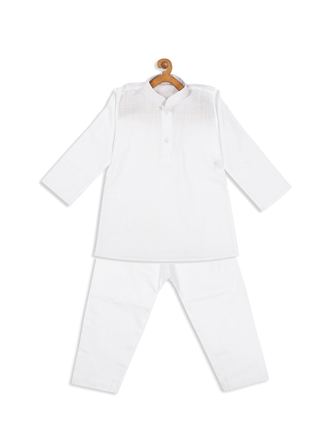 Sishu Boy's White Pure Cotton Kurta With Pyjama Set