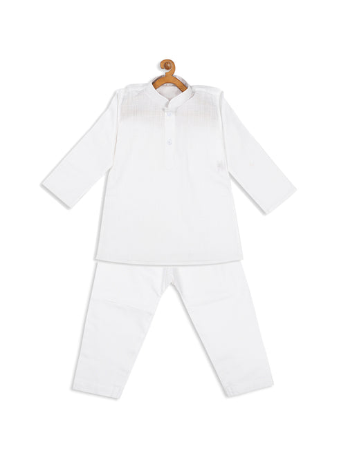Sishu Boy's White Pure Cotton Kurta With Pyjama Set