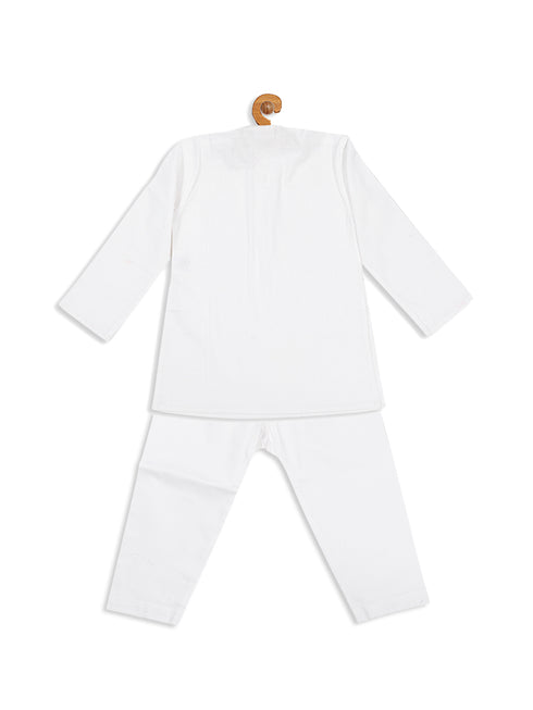 Sishu Boy's White Pure Cotton Kurta With Pyjama Set