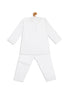 Boy's White Pure Cotton Kurta And Pyjama With Prayer Cap