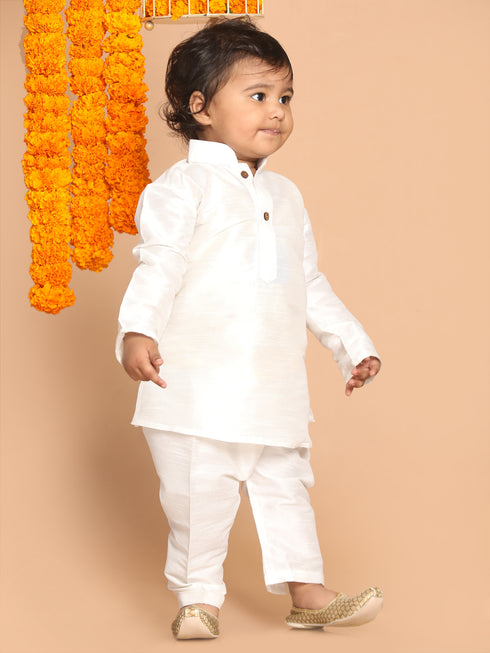 Sishu Boy's White Kurta With Pyjama Set
