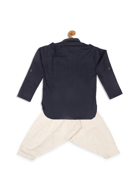 Boy's Blue Pathani Kurta With Patiala Set