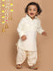 Boy's Cream Pathani Kurta With Patiala Set