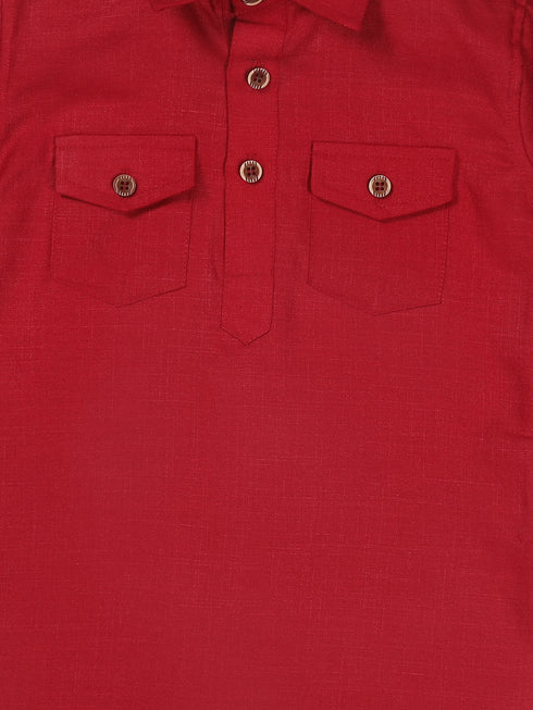 Boy's Maroon Pathani Kurta With Patiala Set