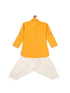 Boy's Yellow Pathani Shape Kurta With Cream Patiala Set