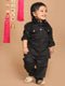 Sishu Boy's Black Pure Cotton Pathani Style Kurta With Pyjama Set