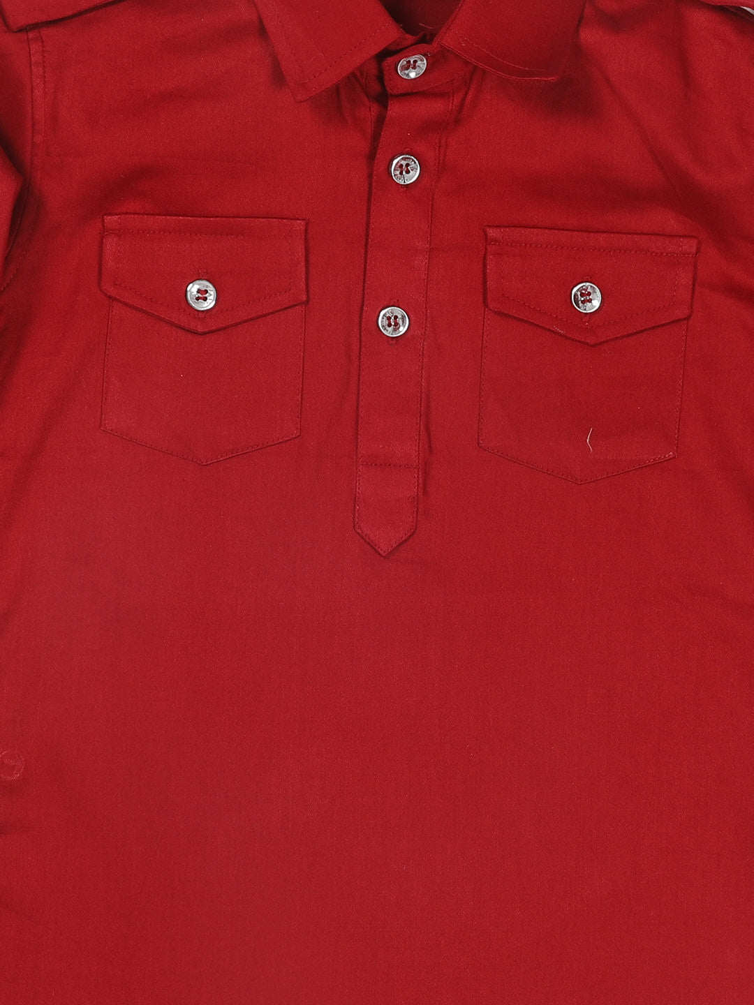 Sishu Boy's Maroon Pure Cotton Pathani Kurta With Pyjama Set