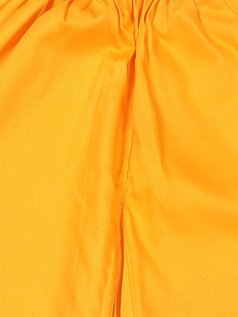 Sishu Boy's Yellow Pure Cotton Pathani Kurta With Pyjama Set