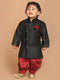 Sishu Boy's Black & Maroon Solid Sherwani Set