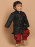 Sishu Boy's Black & Maroon Solid Sherwani Set