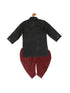 Sishu Boy's Black & Maroon Solid Sherwani Set
