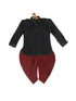 Sishu Boy's Black Kurta And Maroon Cowl Dhoti Set