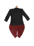Sishu Boy's Black Kurta And Maroon Cowl Dhoti Set