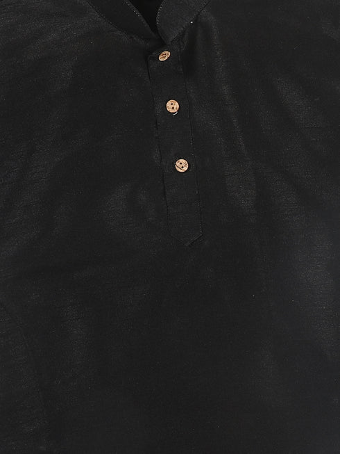 Sishu Boy's Black & Rose Gold-Toned Kurta With Dhoti Pant Set