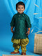 Sishu Boy's Green Kurta And Green Cowl Dhoti Set