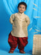 Sishu Boy's Gold Kurta And Maroon Cowl Dhoti Set
