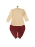 Sishu Boy's Gold Kurta And Maroon Cowl Dhoti Set