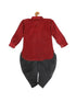 Sishu Boy's Maroon Kurta And Black Cowl Dhoti Set