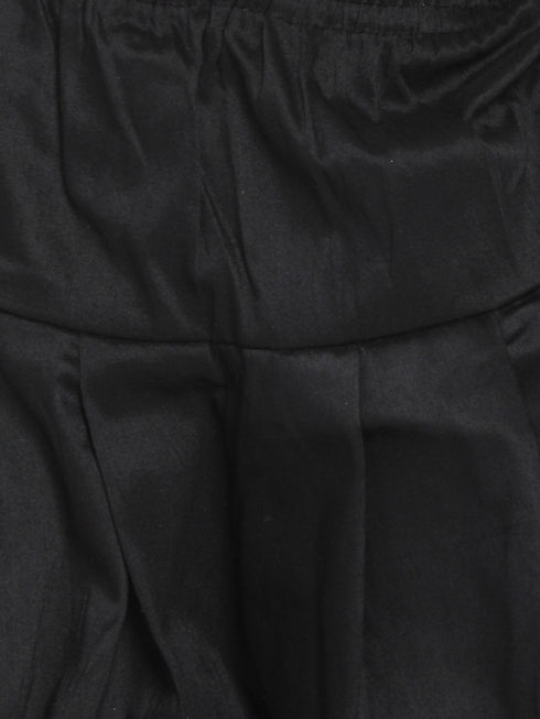 Sishu Boy's Maroon Kurta And Black Cowl Dhoti Set