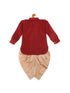 Boy's Maroon Kurta With Gold Dhoti Pant Set