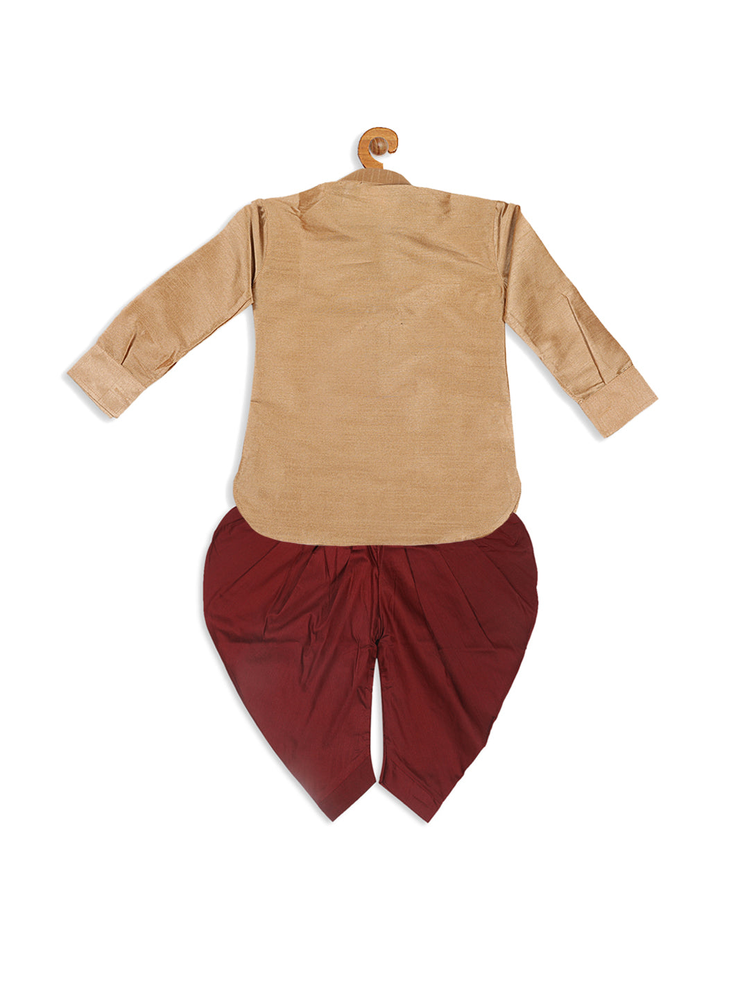 Sishu Boy's Rose Gold & Maroon Kurta With Dhoti Pant Set