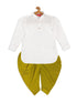 Boy's White & Light Green Kurta With Dhoti Pant Set