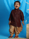 Sishu Boy's Wine Color & Rose Gold Kurta With Dhoti Pant Set