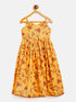 Sishu Girl's Yellow Floral Print Anarkali Kurta With Dupatta