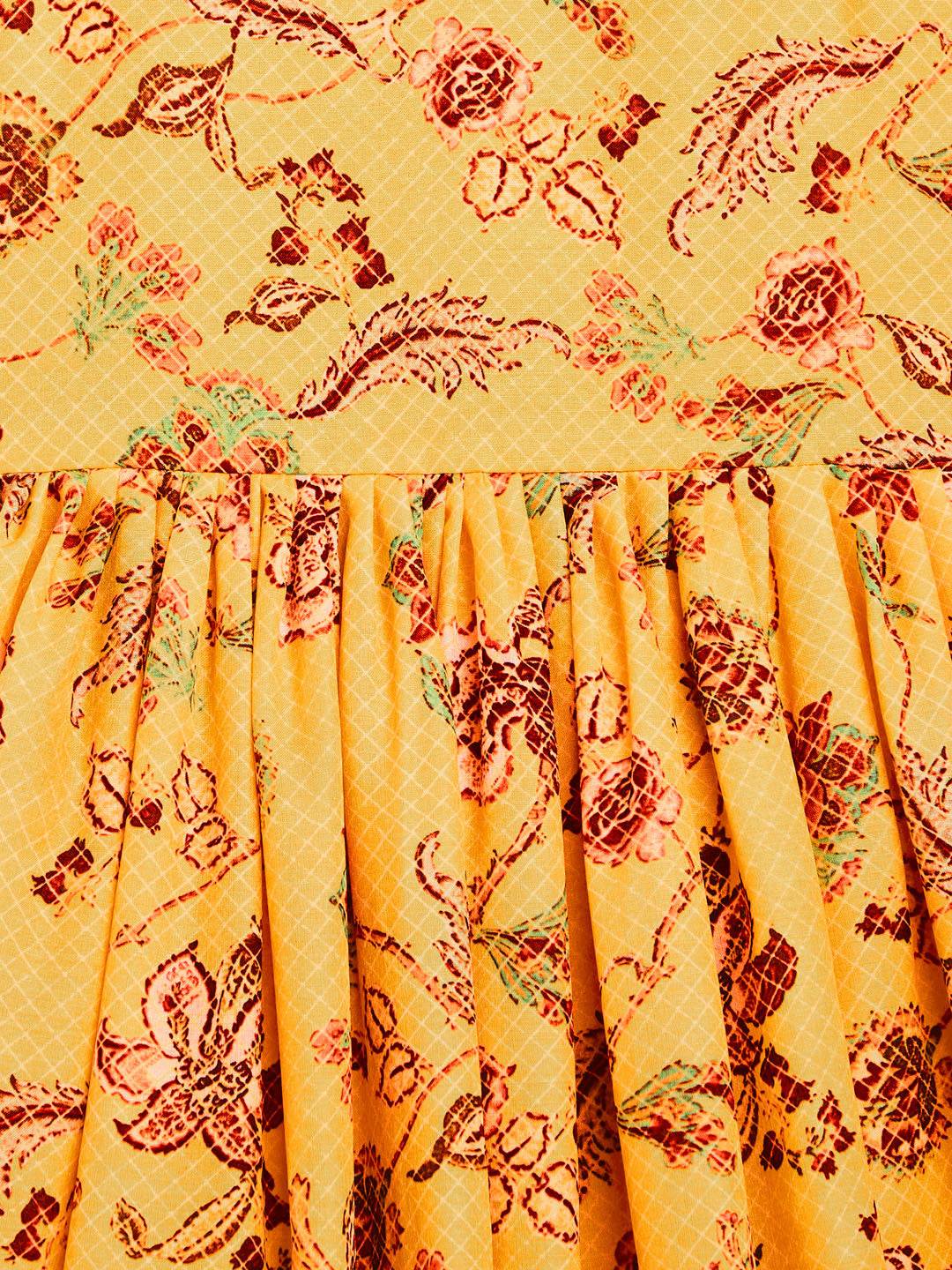 Sishu Girl's Yellow Floral Print Anarkali Kurta With Dupatta