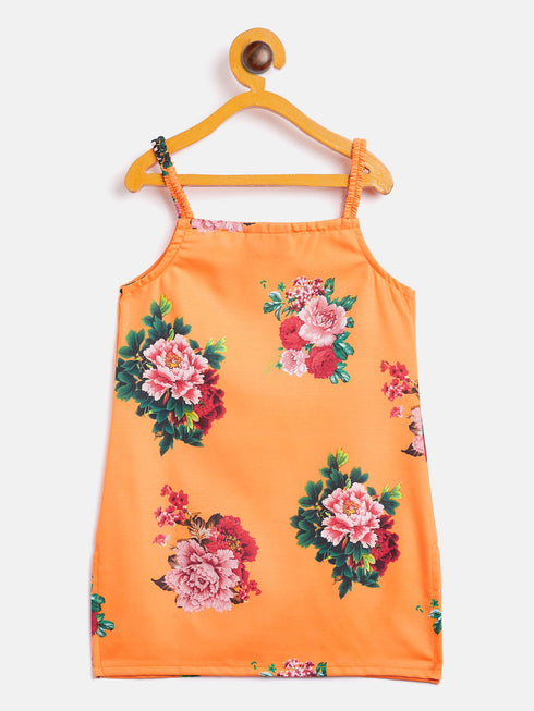 Sishu Girl's Multicolor-Base-Yellow Cotton Blend Kurta And Dhoti Set