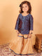 Sishu Girl's' Blue Zari Kurta And Rose Gold Sharara Set