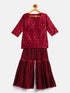 Sishu Girl's' Maroon Zari Kurta And Maroon Sharara Set