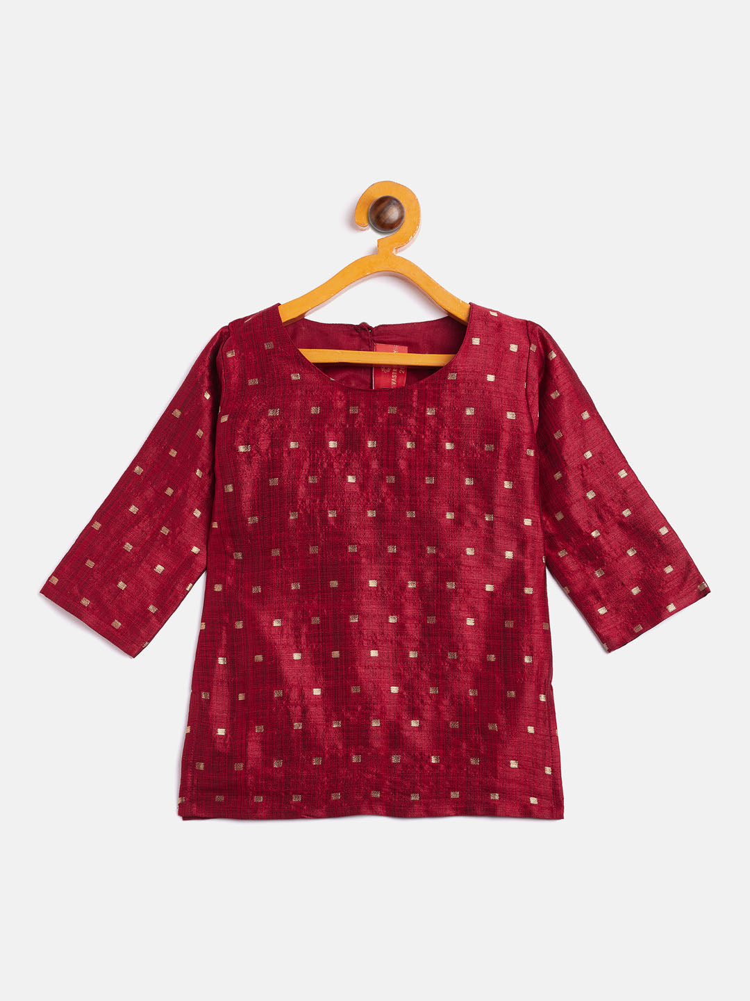 Sishu Girl's' Maroon Zari Kurta And Maroon Sharara Set