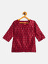 Sishu Girl's' Maroon Zari Kurta And Maroon Sharara Set