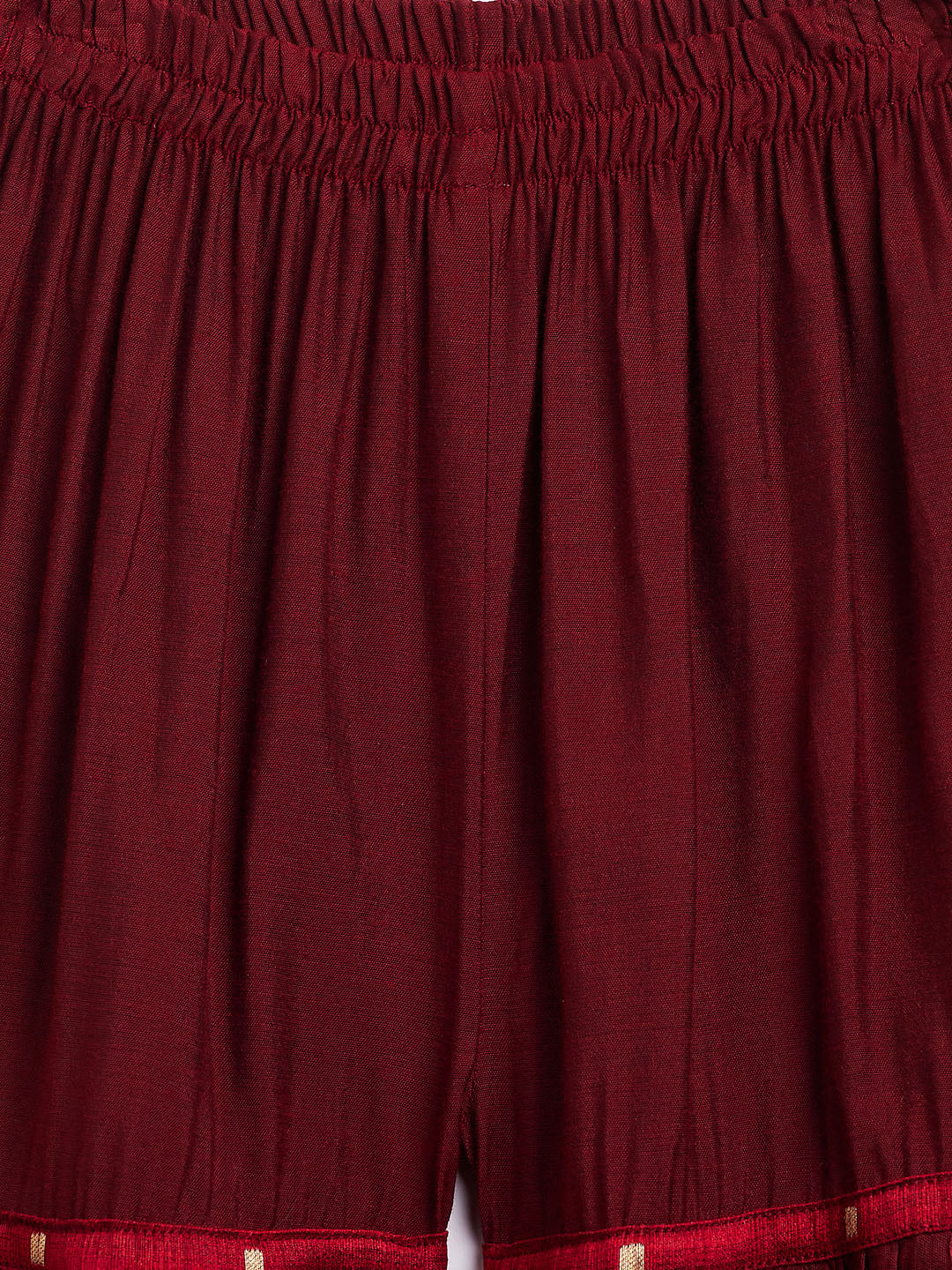 Sishu Girl's' Maroon Zari Kurta And Maroon Sharara Set